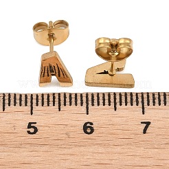 304ステンレススチールスタッドピアス  a～zの文字  イオンプレーティング（ip）  ゴールドカラー  8~9.5x5~8.5mm  26のペア/セット&nbsp;SA-T001-03G