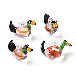 手作りランプワークペンダント  オシドリ  カラフル  23~26x12~13x17~18mm  穴：2~4mm&nbsp;LAMP-L075-082