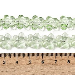 透明ガラスビーズ連売り  スモモの花  ダークシーグリーン  12~13x12~13x7mm  穴：1mm  約59~60個/連  24.80~25.20''（63~64センチメートル）&nbsp;GLAA-H038-02B
