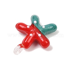 ガラスチャーム  ヒトデのチャーム  レッド  29~31x25~26x8.5mm  穴：3.5~4x2.3~4mm&nbsp;GLAA-A042-01A-03