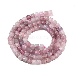 天然石ローズクォーツビーズ連売り  多面カット  キューブ  3.5~4.5x3.5~4x3.5mm  穴：0.6mm  約103~106個/連  15.55'~15.75''（39.5~40センチメートル）&nbsp;G-H042-A53-02
