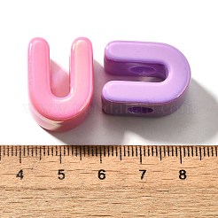 UVメッキ不透明アクリルヨーロピアンビーズ  大きな穴の開いた虹色のビーズ  虹色の  文字L  U字  18.5~22.5x12~20x13~14mm  穴：6mm&nbsp;SACR-Z007-01U