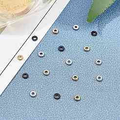 PVD真空メッキ304ステンレススチールビーズ  フラットラウンド  ミックスカラー  4x1mm  穴：2mm  3色  20個/カラー  60個/箱&nbsp;STAS-UN0008-40