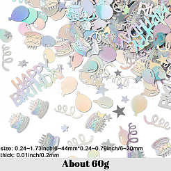 プラスチック紙吹雪2袋  誕生日パーティーのお祝いに  混合図形  6~20x6~44x0.2mm  30 G /袋&nbsp;DIY-SC0031-54A