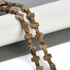 天然石ピクチャージャスパービーズ連売り  クロス  13.5x9.5x4.5mm  穴：0.7mm  約28個/連  15.55''（39.5センチメートル）&nbsp;G-I369-A05-01