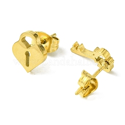 感謝祭テーマ 304 ステンレススチール スタッド イヤリング  キー  9.5~12x6~8mm&nbsp;EJEW-B041-01G-06