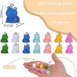 49個7スタイル不透明樹脂ペンダント  3Dカエルチャーム  304ステンレススチールループ付き  ミックスカラー  19.5~20x14~15.5x15mm  穴：1.8~2mm  7個/スタイル&nbsp;RESI-SZ0003-47