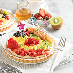 12セット6色のPUレザーケーキトッパー（竹スティック付き）  ケーキインサートカード  ケーキデコレーション用  スター  ミックスカラー  130x33.5x5mm  5個/セット  2セット/カラー&nbsp;FIND-CA0009-83