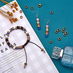 304ステンレススチールビッグホールビーズ  テクスチャ  ロンデル  ゴールドカラー  8x4mm  穴：5mm  50個/箱&nbsp;STAS-SZ0001-85G