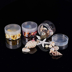 ねじ込み式の白い蓋が付いたプラスチック製のビーズ収納チューブ  フラットラウンド  透明  7.1x4.1cm  内径：5.8のCM  容量：100ml（3.38fl.oz）  16個/セット&nbsp;CON-BC0003-12