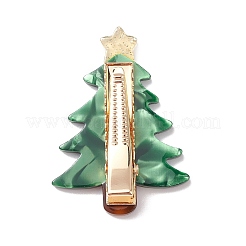 クリスマス酢酸セルロース アリゲーター ヘアクリップ  合金チップ付き  クリスマスツリー  45x32mm&nbsp;PHAR-K003-01A