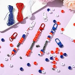 独立記念日のDIYペンダントデコレーションキット  プラスチック＆アクリルビーズを含む  合金スイベル スナップ フック クラスプ  ナイロン糸  ミックスカラー  9x6mm  穴：3.8mm&nbsp;DIY-FS0009-37