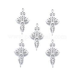 変色しない201ステンレススチールペンダント  中空のチャーム  花  ステンレス鋼色  33.5x17x1.5mm  穴：1.5mm&nbsp;X-STAS-B027-16P