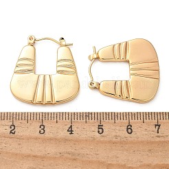 女性用304ステンレスフープピアス  イオンプレーティング（ip）  長方形  18KGP本金メッキ  26x24.5x2.5mm&nbsp;EJEW-L296-053G