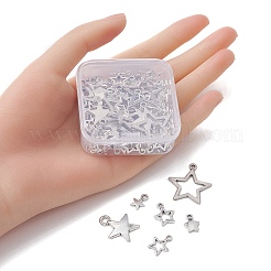 合金のチベット風チャーム  スター  アンティークシルバー＆シルバー  11~26.5x8~24.5x1~2.5mm  穴：1.5~4mm  100個/箱&nbsp;FIND-YW0003-42