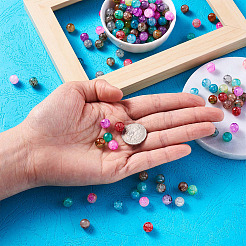 スプレープリントガラスビーズ  ラウンド  ミックスカラー  8~8.5mm  穴：1.5mm  13色  20個/カラー  260個/箱&nbsp;GLAA-TA0001-03