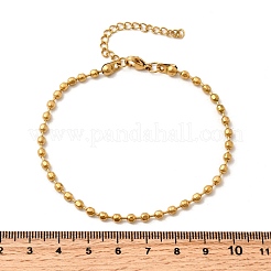 女性用304ステンレススチールボールチェーンブレスレット  PVD真空メッキ  22KGP本金メッキ  8-1/4インチ（21cm）&nbsp;X-BJEW-B140-04G