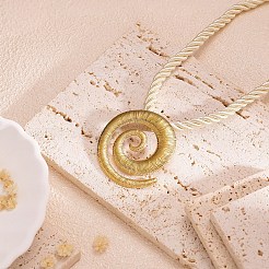 オーシャン304ステンレススチールペンダント、ツイストアクリルファイバーコードネックレス（女性用）  ゴールドカラー  ベージュ  スパイラル形状  15.75~17.72インチ（40~45cm）  ペンダント：42mm&nbsp;WG0C7DD-04