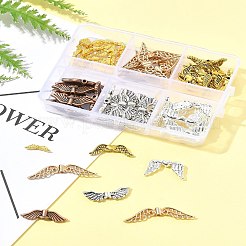 チベット風合金ビーズ  ウイング  ミックスカラー  7~31x3~21.5x2~3.5mm  穴：1.2~1.5mm  70個/セット&nbsp;TIBEB-FS0001-17