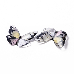 クリア樹脂カボション  金箔  蝶  フローラルホワイト  21.5~22x22~24.5x1.5~4.7mm&nbsp;RESI-L036-10A-06