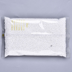 ガラスシードビーズ  機械刺繍に適合  不透明色の光沢  ラウンド  ホワイト  2x1.5mm  穴：1mm  約30000個/袋&nbsp;SEED-S042-03B-03