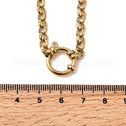 304ステンレススチール製ローロチェーンネックレス（女性用、スプリングリング留め具付き）  イオンプレーティング（ip）  18KGP本金メッキ  17.60インチ（44.7cm）&nbsp;NJEW-Z091-03G