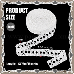 コットンリボン  洋服アクセサリー用  ホワイト  1-1/8インチ（30mm）  約15.00ヤード（13.72m）/ pc&nbsp;OCOR-WH0008-091C