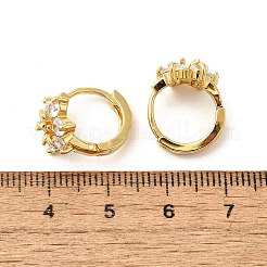 花の真鍮フープピアス  クリアキュービックジルコニア  18KGP本金メッキ  13x10x15.5mm&nbsp;EJEW-S256-01A-G