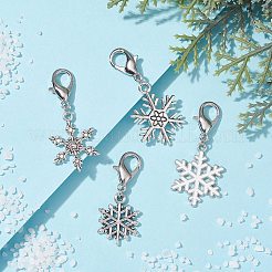 クリスマスソンフレーク合金ペンダント装飾  カニカン付き  アンティークシルバー  36~43mm&nbsp;HJEW-JM01512