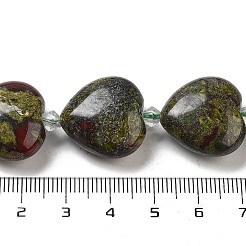 天然石ドラゴンブラッドビーズ連売り  ハート  シードビーズで  19~19.5x20x10mm  穴：1.5mm  約17個/連  15.75インチ（40cm）&nbsp;G-C150-A07-01