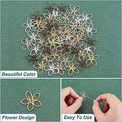 真鍮ビーズキャップ48色4個  5花びら  花  ミックスカラー  22.5~23.5x4.5~5mm  穴：0.8mm  12個/カラー&nbsp;KK-FH0004-38