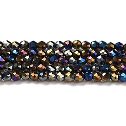 電気メッキガラスビーズセット  ABカラーメッキ  多面カットラウンド  ブラック  2mm  穴：0.7mm  約160~178個/連  34.5~36cm&nbsp;LS-GLAA-H021-01A-AB02