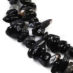 染色・加熱された天然黒瑪瑙ビーズ連売り  チップ  6~12x1.5~6x4~7mm  穴：1mm  31.50''（80センチメートル）&nbsp;G-G905-21