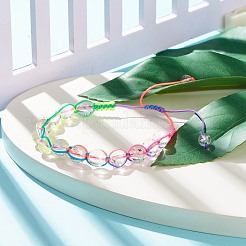 ラウンドナチュラルクォーツクリスタル編み込みビーズブレスレット  女性のための宝石用原石の調節可能なブレスレット  内径：2~3-1/2インチ（5~8.8cm）&nbsp;BJEW-JB07958
