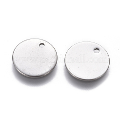 変色しにくい304ステンレススチールチャーム  空白タグのスタンプ  フラットラウンド  ステンレス鋼色  13x1mm  穴：1.4mm&nbsp;STAS-L234-081D