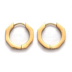 304ステンレススチール製八角形フープピアス  ゴールドカラー  15x16x3mm  ピン：1mm&nbsp;STAS-H156-04A-G