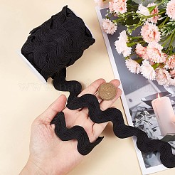 9 ヤードのポリエステルウェーブフリンジ トリム リボン  ウェーブベンディングレーストリム  衣類の縫製やアートクラフトの装飾に  ブラック  3/4~1-3/8インチ（20~34mm）&nbsp;OCOR-XCP0002-95B
