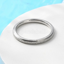 変色しないテクスチャ加工の201ステンレススチール製シンプルで薄い女性用指輪  ステンレス鋼色  2mm  内径：17mm&nbsp;RJEW-I089-26P