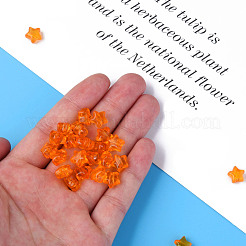 透明なアクリルビーズ  スター  オレンジ  9x9.5x5.5mm  穴：2mm  約2000個/500g&nbsp;MACR-S373-45-B16