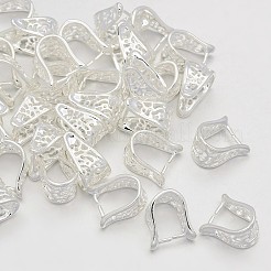 真鍮製ピンチべイル  ペンダント作りのためのベイルにスナップ  銀  13x9x12mm  穴：6x10mm  ピン：0.8mm&nbsp;KK-J202-40S-A