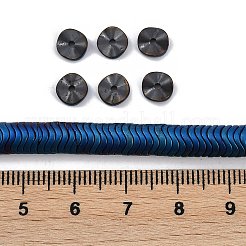 電気めっき合成非磁性ヘマタイト ビーズ 連売り  ウェーブディスク  ブルーメッキ  6x1.5mm  穴：1mm  約330個/連  15.75''（40センチメートル）&nbsp;G-H020-M01-25