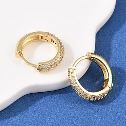真鍮クリアキュービックジルコニアフープピアス  カドミウムフリー＆鉛フリー  長持ちメッキ  ラックめっき  18KGP本金メッキ  14x14.5x3.5mm&nbsp;EJEW-A156-08B-G