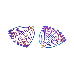 ステンレスペンダント201個  エッチングされた金属装飾  花  虹色  27x28.5x0.3mm  穴：1.4mm&nbsp;X-STAS-N102-16M