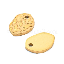 イオンプレーティング（IP）304ステンレススチールチャーム  テクスチャ  オーバル  18KGP本金メッキ  8.5x6x1mm  穴：0.9mm&nbsp;STAS-N097-193LG-01