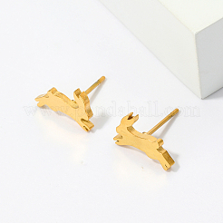 かわいい201ステンレススチール製ウサギのスタッドピアス  18KGP本金メッキ  8x12mm&nbsp;WF4425