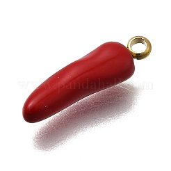 304ステンレススチールエナメルペンダント  イオンプレーティング（ip）  18KGP本金メッキ  唐辛子  18x5x4mm  穴：1.6mm&nbsp;STAS-Z163-22G-01