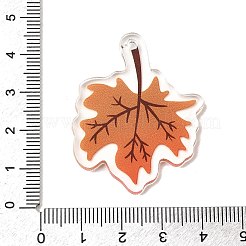 印刷されたアクリルパーツ  葉  シエナ  42x33x3mm  穴：2mm&nbsp;FIND-I057-03