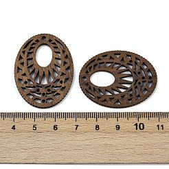 ウォールナットウッドペンダント  オーバル  ココナッツブラウン  38x29x2mm  穴：2mm&nbsp;WOOD-A025-10