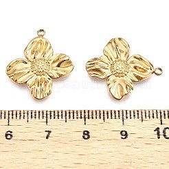 PVD真空メッキ201ステンレススチールペンダント  花のチャーム  18KGP本金メッキ  21x18x2.5mm  穴：1.6mm&nbsp;STAS-C111-02B-G