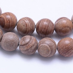 天然の赤いライン碧玉ビーズ連売り  ラウンド  6mm  穴：1mm  約62個/連  14.6インチ（37.2cm）&nbsp;G-F531-6mm-N